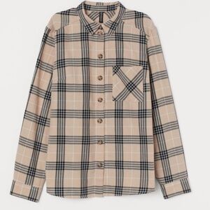 H&M neutral plaid cotton shirt size medium